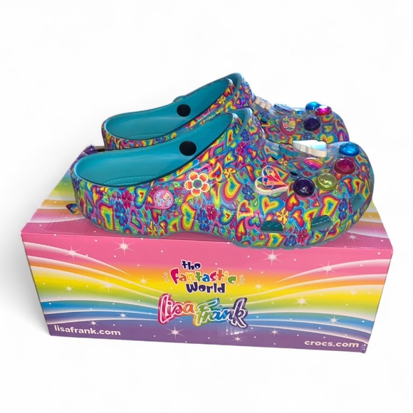 CROCS Shoes - Lisa Frank X Crocs Classic Clog Limited Edition RARE Blue Sz J5/ Womens Sz 7
